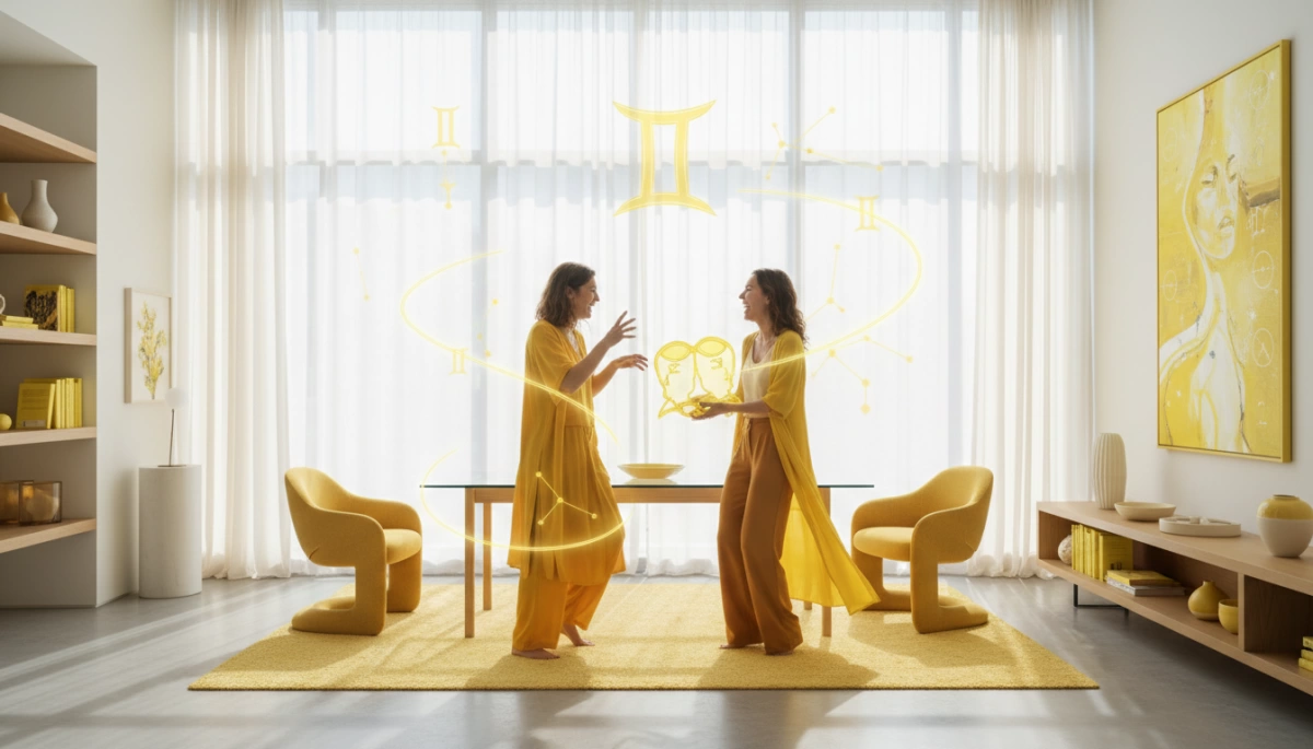 Gemini Zodiac Bright Yellow Colors