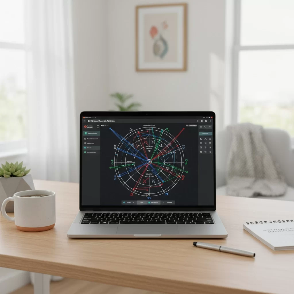 Astrology aspect lines connecting planets