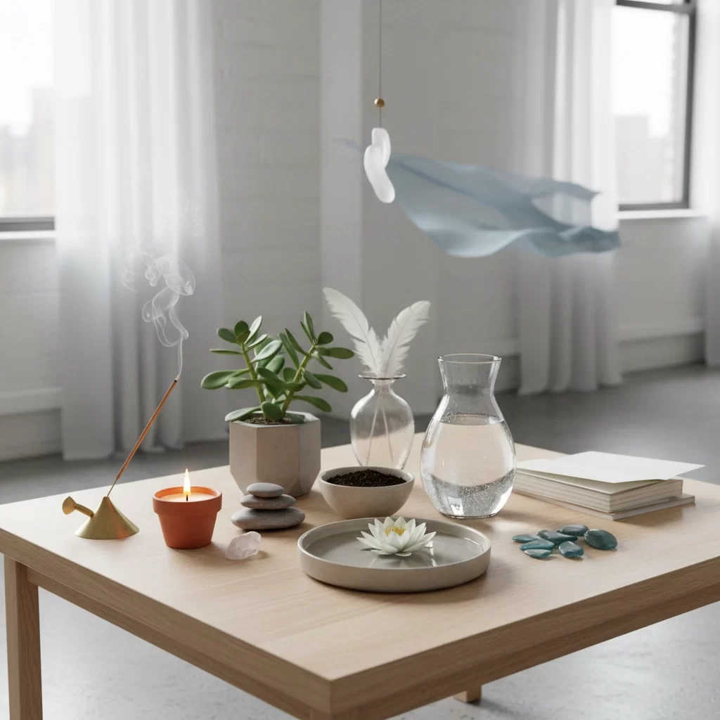 Infographic illustrating the four elements and three modalities