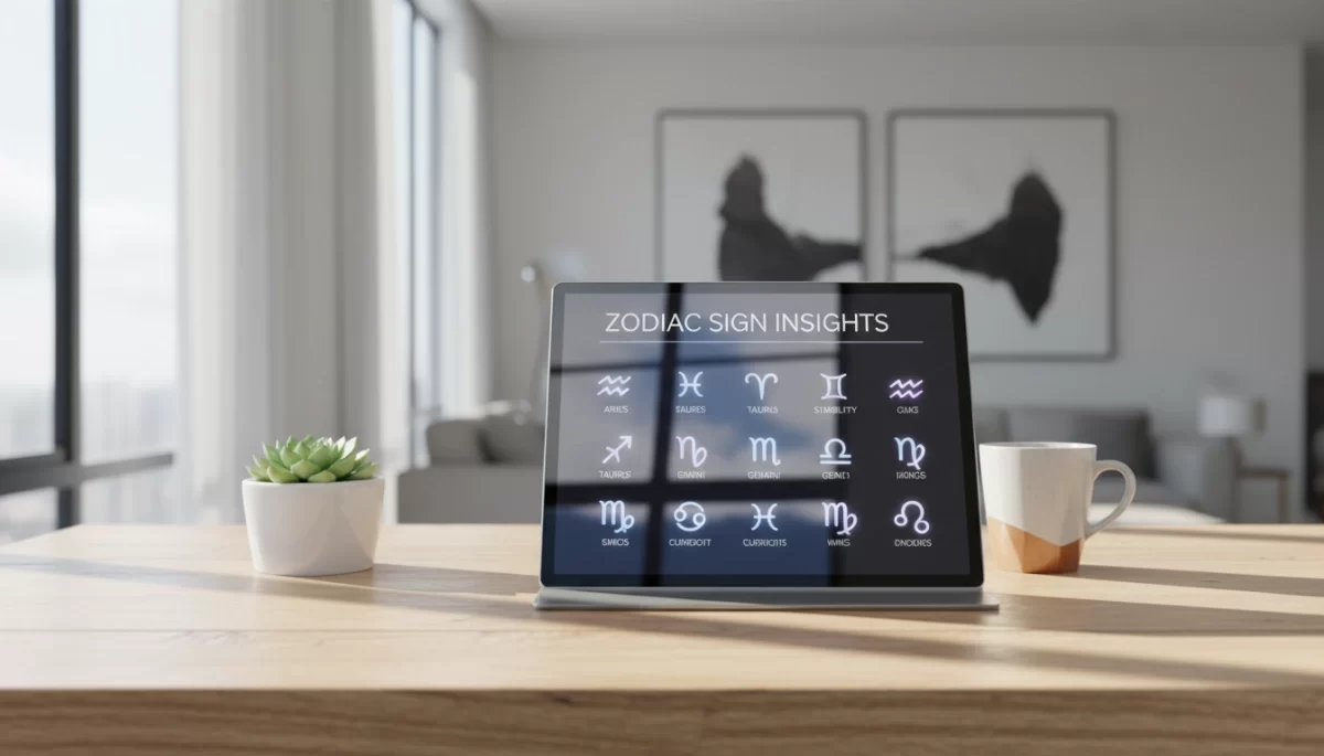 Zodiac wheel graphic representing astrological signs